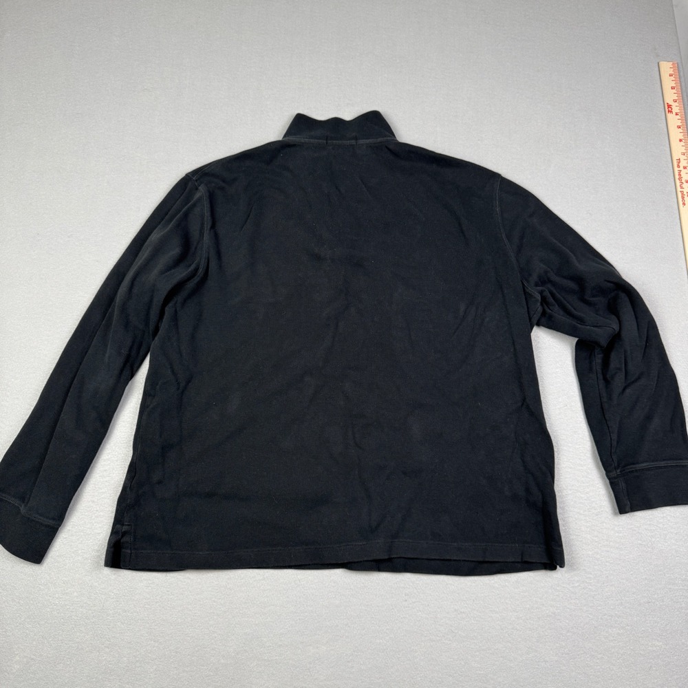 Polo Ralph Lauren Mens XL Estate Rib Quarter Zip Pullover Black Cotton Sweater - Picture 4 of 7